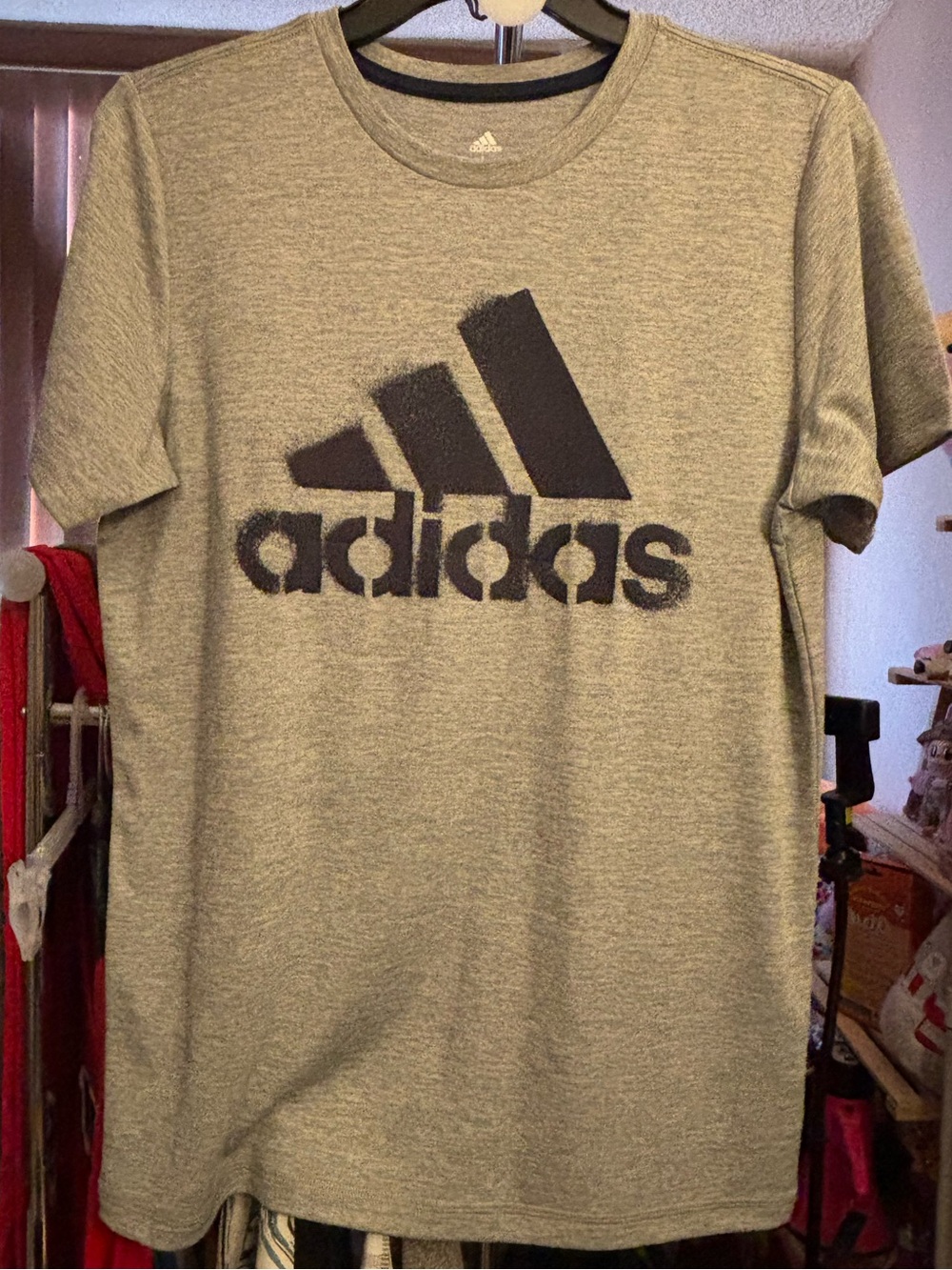 Adidas Heather Gray Short Sleeve Tee with Black Logo